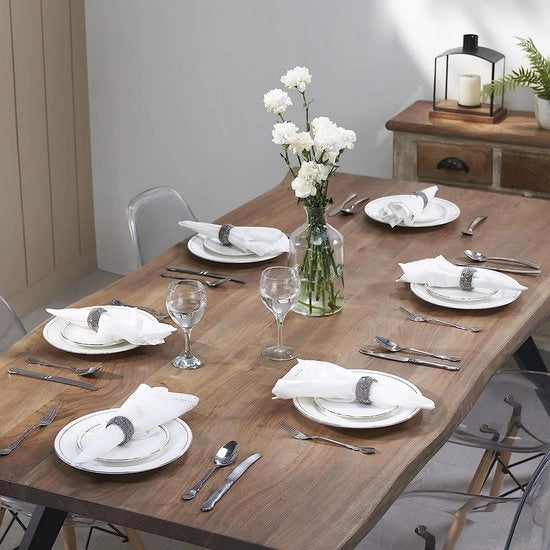 Set di tovaglie in stoffa di lino 100% a look di cotone, 6 pezzi, completamente bianchi