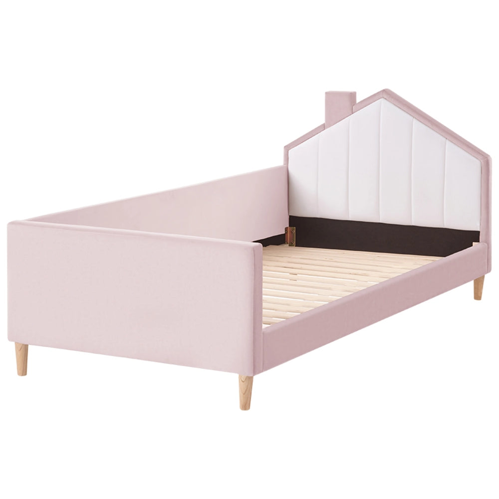 Letto singolo in velluto tortora con base a doghe 90 x 200 cm Camera Moderna Tradizionale