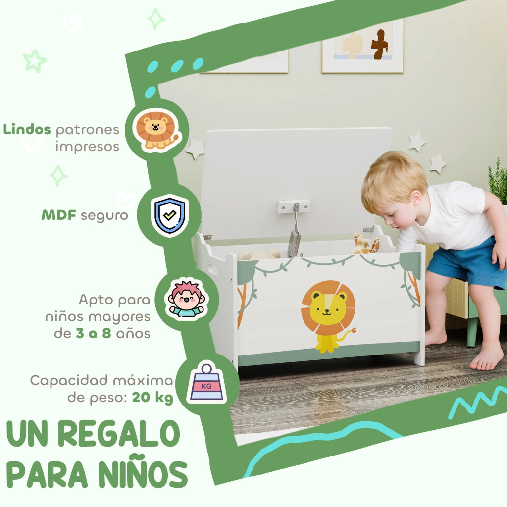 Cassa per giocattoli ¨C Minimal ¨C Verde 53L con tapa abatible e pistone a gas