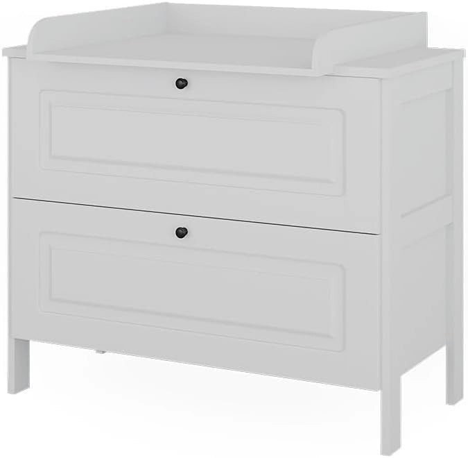 Fasciatoio Ajaton, Bianco, 108 x 98 cm con 2 cassetti, adatto per fasciatoi standard fino a 85 cm