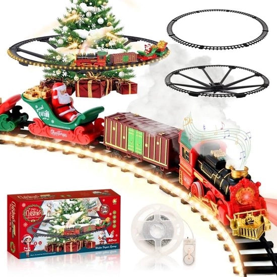 Treno elettrico di Natale - Treno di Natale elettrico - Treno intorno al albero di Natale - Decorazione di Natale a vapore - Treno giocattolo di Natale - Treno di Natale con luce e suono - Decorazione di Natale - Accessori del villaggio di Natale