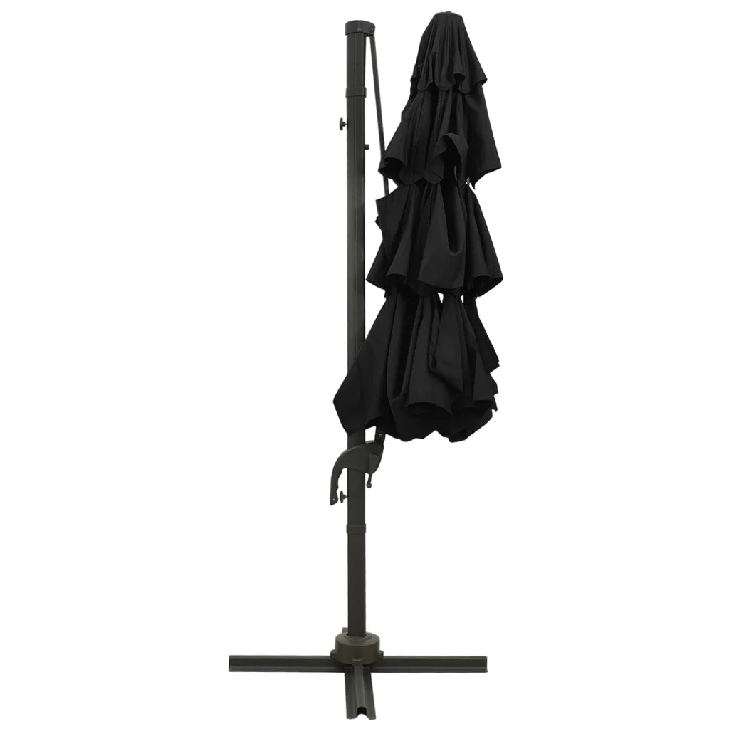 Ombrellone a Sbalzo a 4 Livelli Palo in Alluminio 3x3 m Nero 313834
