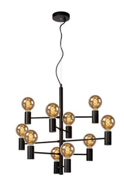 Lampadario Lucide Leanne nero in metallo 10xE27 dimmerabile