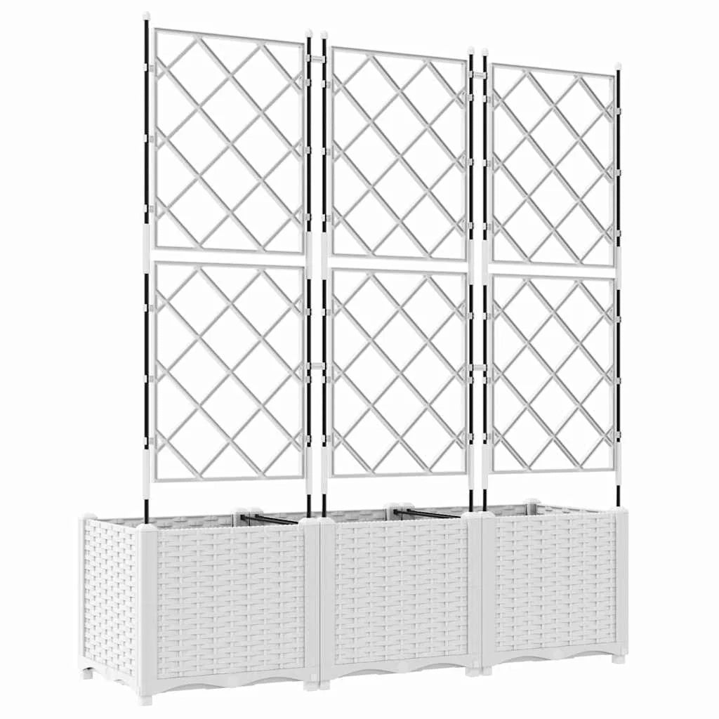 Set di 3 fioriere da giardino moderne da esterno 120 x 40 x 143 cm in acciaio bianco 02_0058604