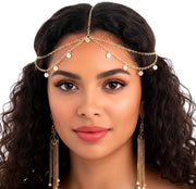 Accessorio di costume con catena principale e decorazione dorata - Fascia festiva - Accessori per capelli da sposa - Accessorio per abito da cerimonia - Decorazione a catenella - Materiale resistente