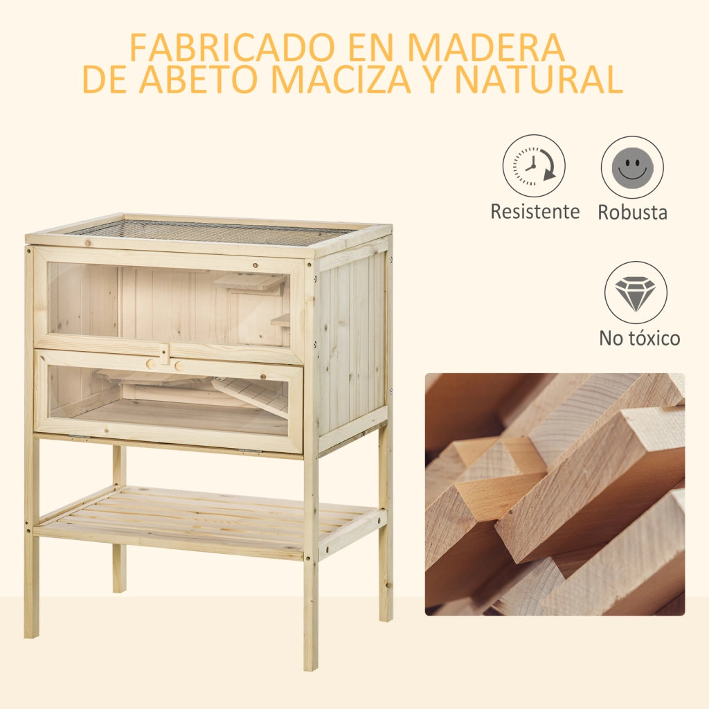 Casetta per Criceti e Topi con 5 Piattaforme ¨C zephmum ¨C Legno Naturale 60x40x80 cm
