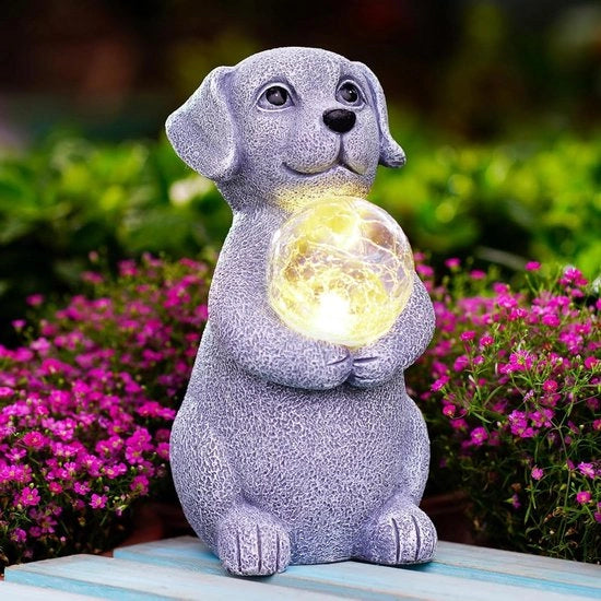 Decorazioni per Giardino e Sala con Figurine di Cane Solari - Regali per Donna, Uomo e Mamma - Decorazione Esterna per Terrazzo e Giardino - Impermeabile