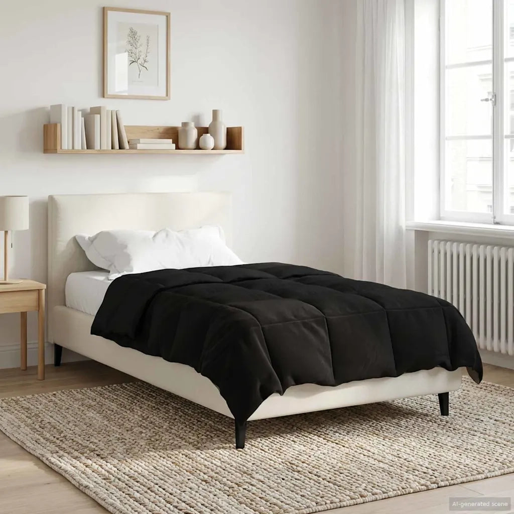 Duvet Invernale Trapuntato Nero 155 x 200 cm Microfibra 42026099