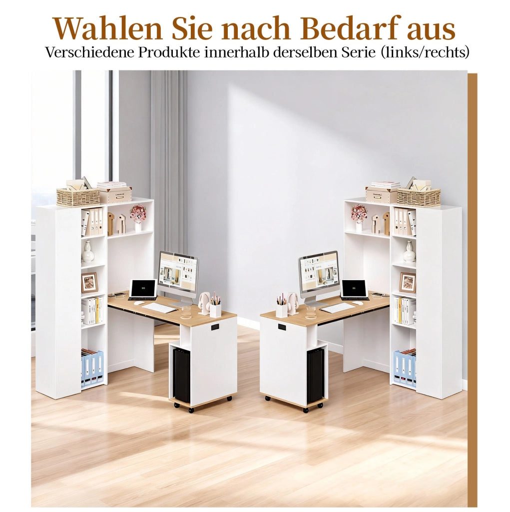 Scrivania pieghevole 2 in 1 con libreria 104;5x30;5x160 cm; bianco in MDF