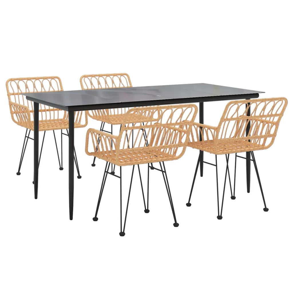 Set da Pranzo da Giardino 5 pz | Set Salotto da Giardino in Polyrattan