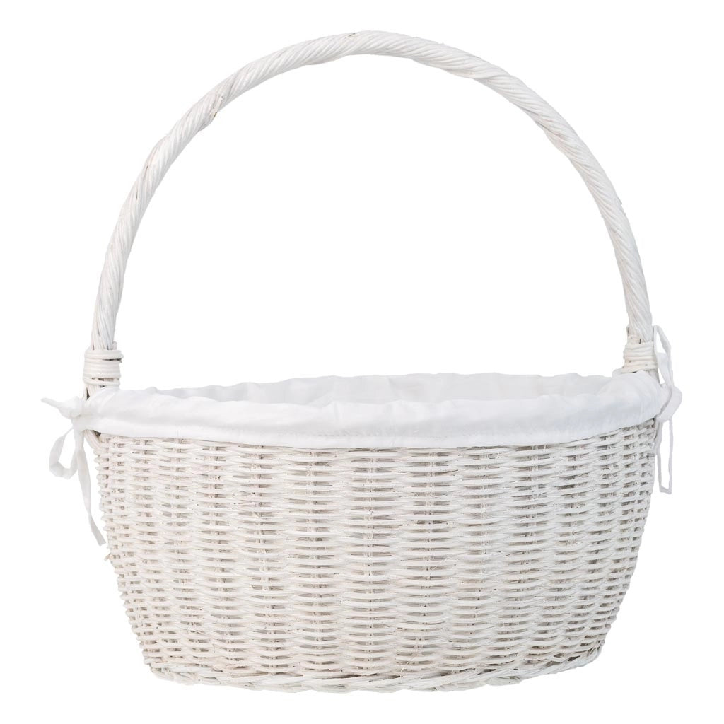 Cestino tondo in midollo con fodera bianca 34x34x16-37h