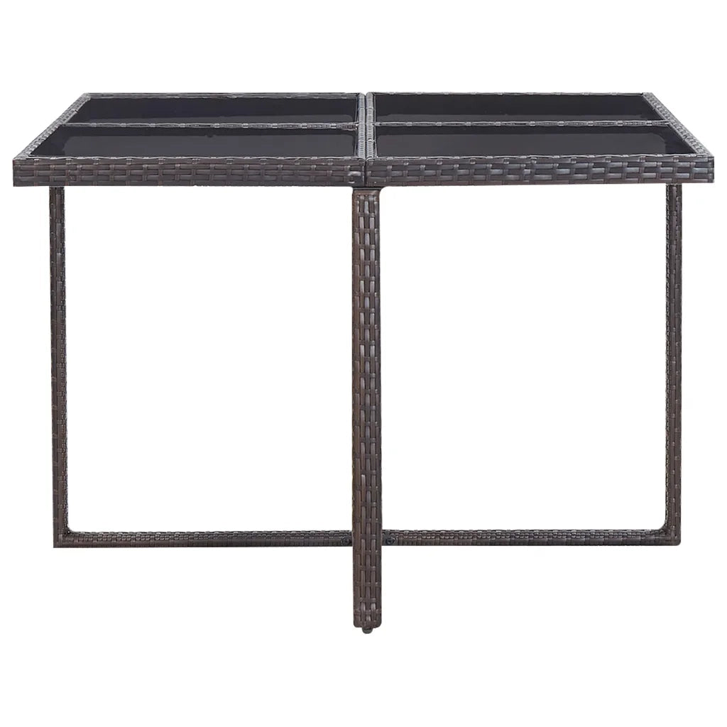Set da Pranzo da Giardino 9 pz con Cuscini Polyrattan Marrone 42526