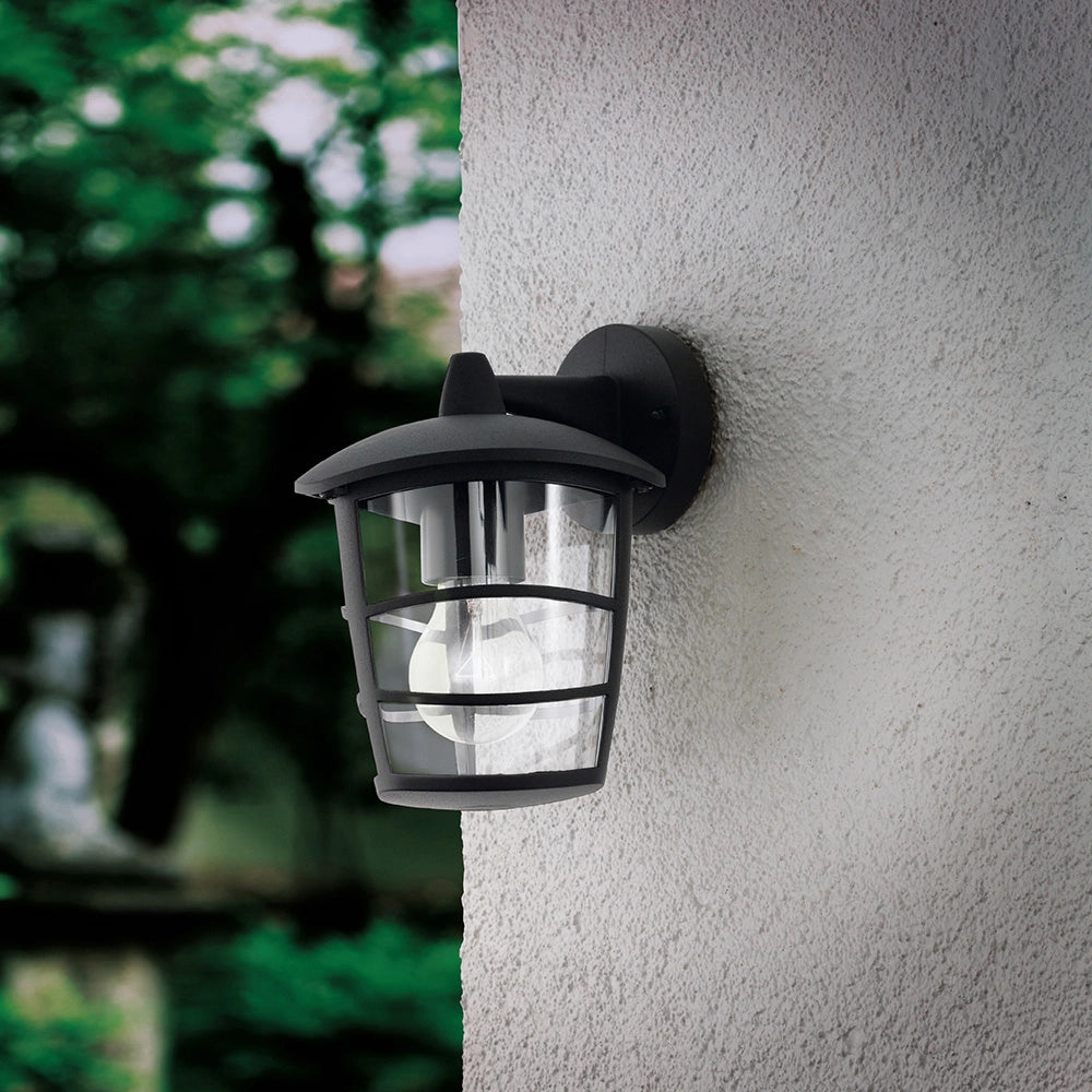 Applique Esterno Moderna Aloria Alluminio Nero Policarbonato Bianco 1 Luce E27