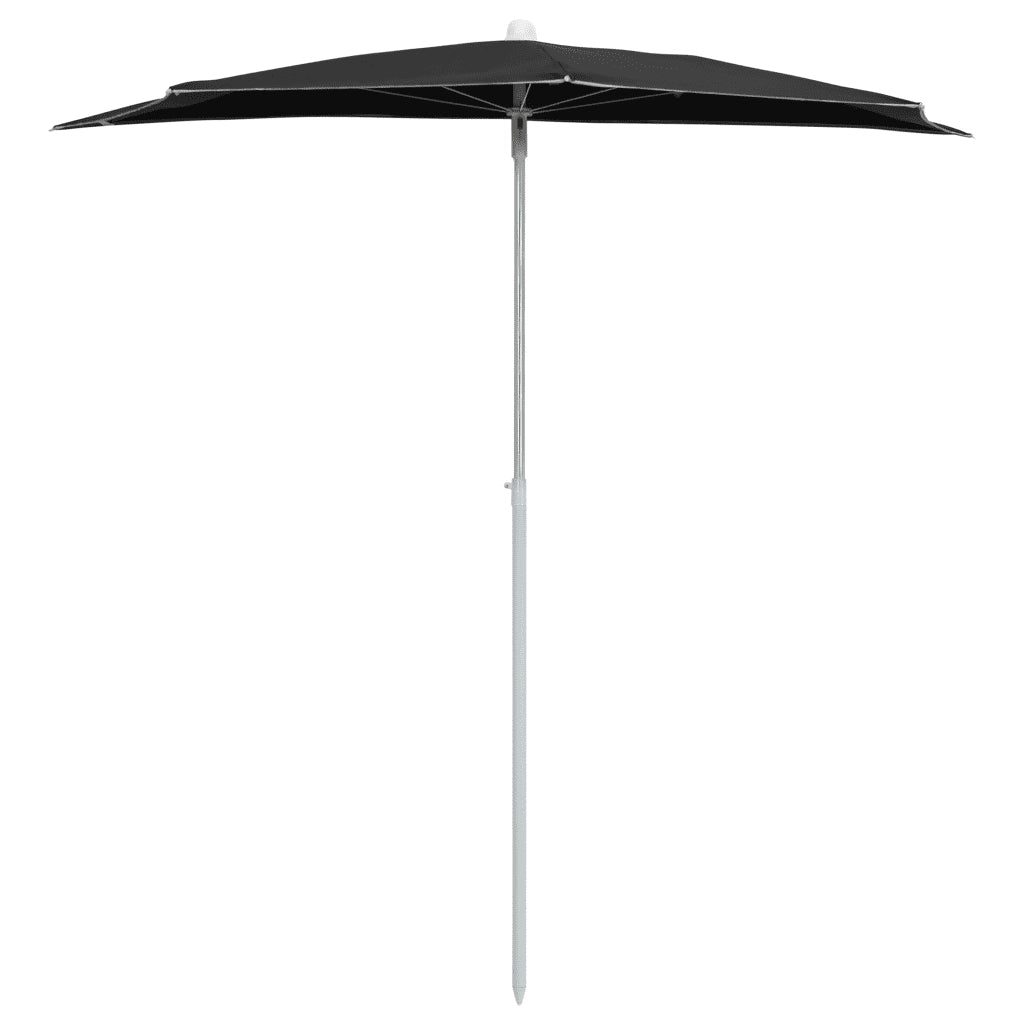 Ombrellone Semicircolare da Giardino-Ombrello da balcone con Palo 180x90 cm Nero