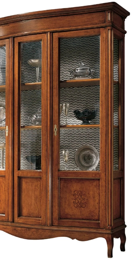 Vetrina in legno massello 2 porte pantografate vetri curvi anteriori misura l.159 p.47 h.212 - Mobili 2G