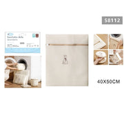 Trade Shop - Sacchetto Lavatrice Beige Borsa Biancheria Vestiti Lavaggio A Rete 40x50cm 58112 -