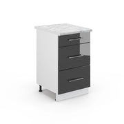 Mobiletto base per cucina Fame-Line Antracite lucido/Bianco 50 cm PL Marmo Vicco