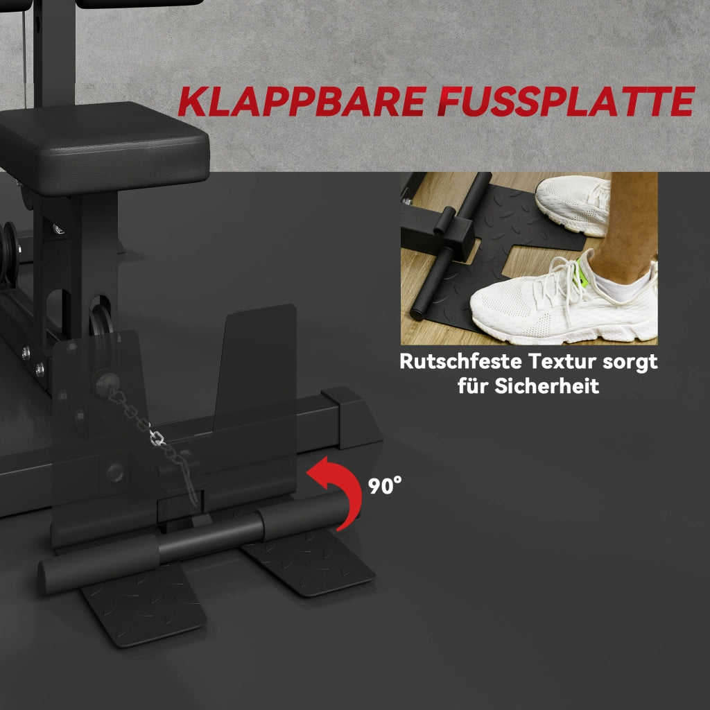 Stazione Fitness Multifunzione ¨C Xylo ¨C Acciaio e Ecopelle Nera