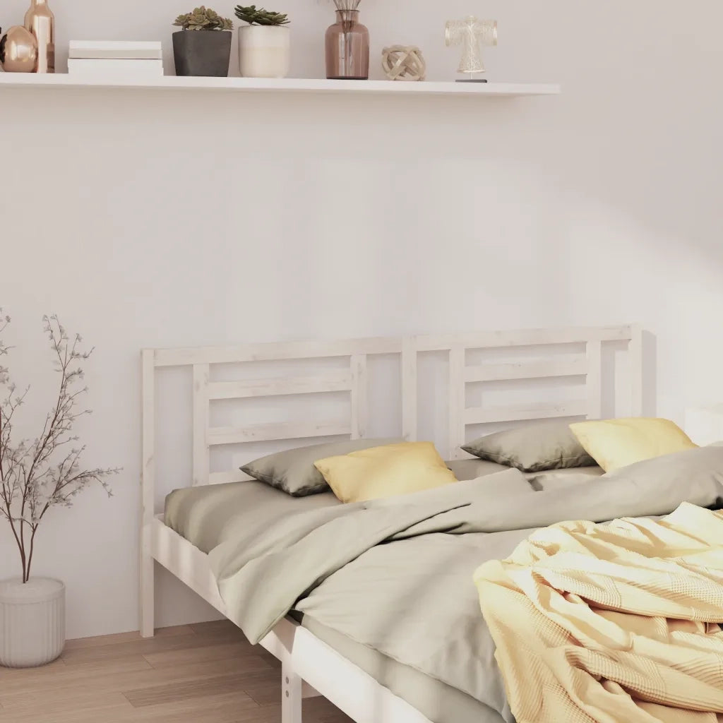 Testiera per Letto Bianca 166x4x100cm in Legno Massello di Pino 818831