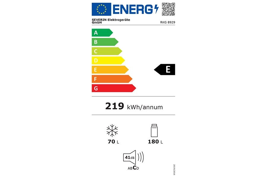 Severin frigorifero congelatore combinato total nofrost, posa libera, larghezza 54 cm, 250 l, classe e, veggibox inclusa, retrò, crema, rkg 8929 [classe di efficienza energetica e]