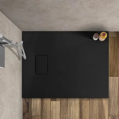 Piatto doccia 80x100 in resina nero effetto pietra riducibile Agorà