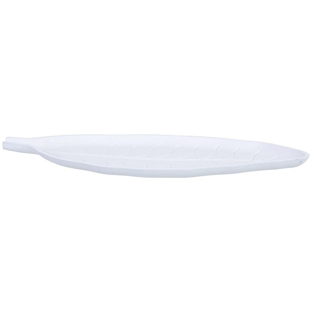 Vassoio decorativo in legno bianco, 40x18x2,5h cm