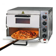 Forno per pizza a 2 piani da 3000 watt con acciaio raffinato e pietra refrattaria per pizza per uso alimentare 16_0002440