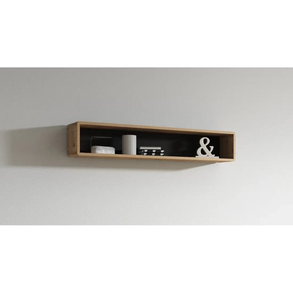 Scaffale a muro VILLA – 150 cm colore quercia e nero