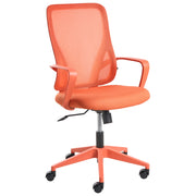 Sedia da ufficio in tessuto arancione rivestimento in rete girevole da scrivania per computer seduta regolabile schienale reclinabile