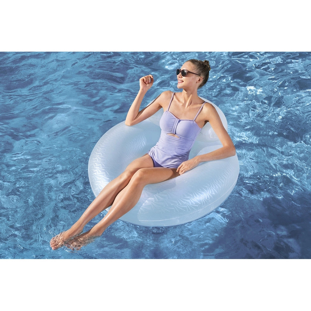 Trade Shop - Salvagente Gonfiabile Con Schienale Moon Dust 107cm Design Scintillante Piscina Mare 43923 -
