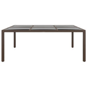 Tavolo da Giardino con Piano Vetro Marrone 200x150x75 cm Rattan 310589