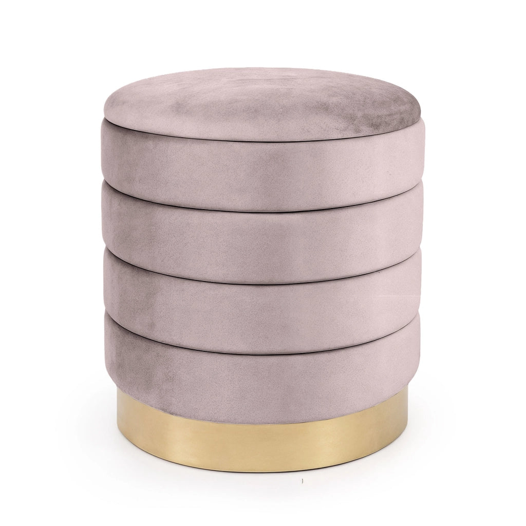 Pouf contenitore cilindrico in velluto 40 cm LUNA Rosa Polvere