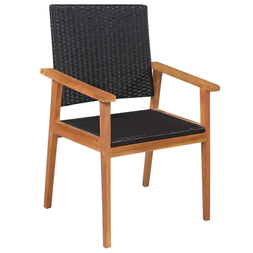 Set da Pranzo da Giardino 5 pz in Polyrattan Nero e Marrone 44074