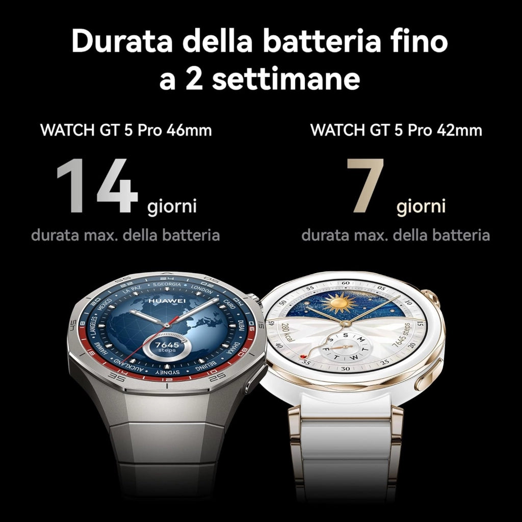 HUAWEI WATCH GT 5 Pro 42mm Smartwatch, Design Elegante, Nuova Modalità Corsa e Ciclismo, Monitoraggio della Salute, 7 Giorni di Durata, GPS, Chiamata Bluetooth, iOS e Android, Ceramica Bianca