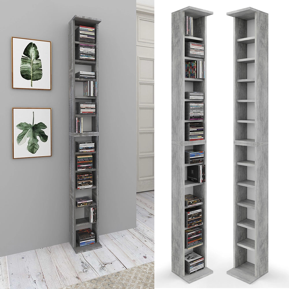Vicco Scaffale porta cd Calcestruzzo 21 x 183.6 cm Alto