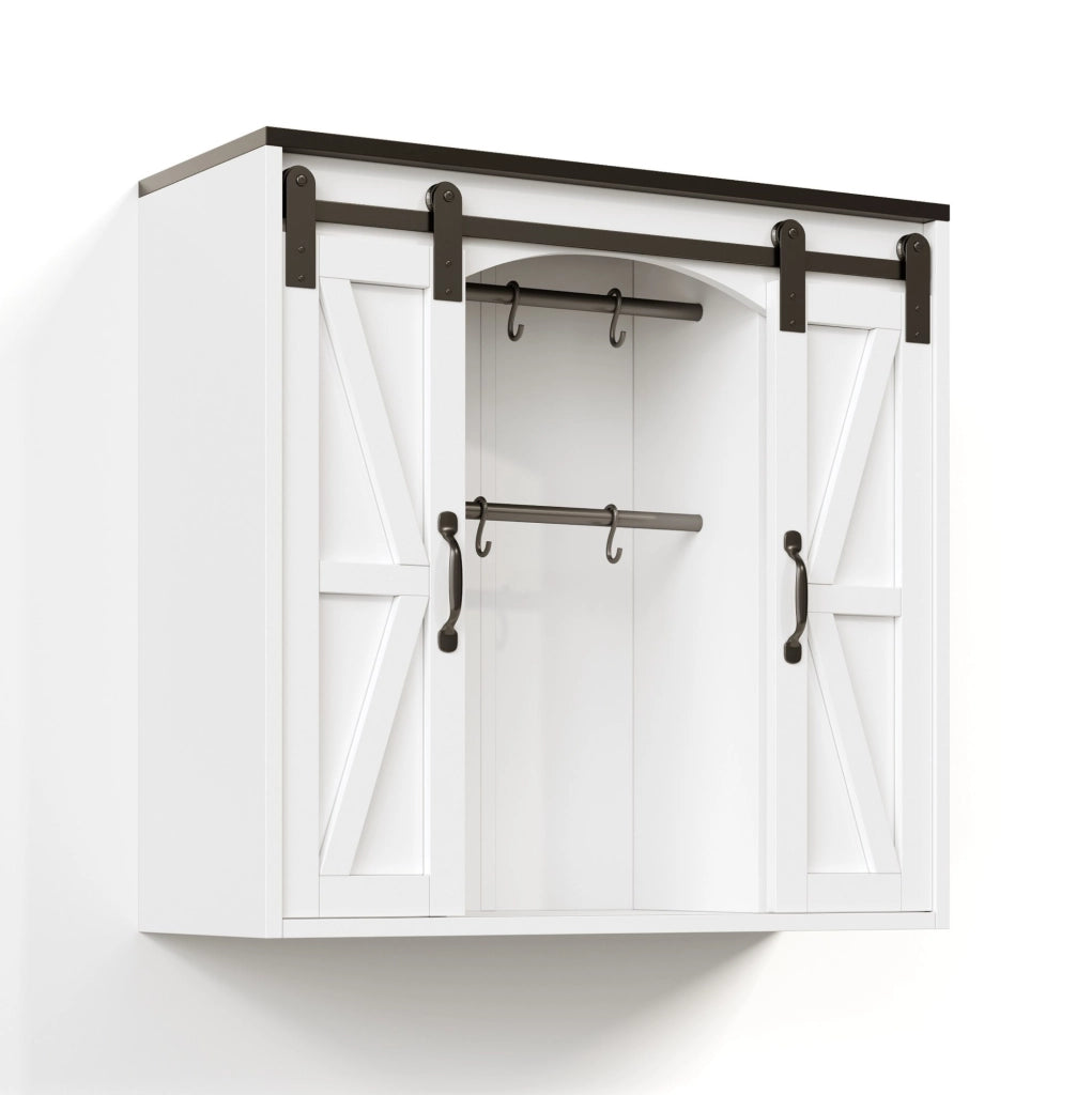 Mobile pensile da parete con 2 ante scorrevoli e ripiani regolabili; 80 x 31 x 76 cm; bianco; MDF