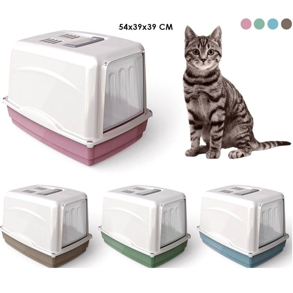 Trade Shop - Lettiera Toilette Chiusa Maniglia Filtro Per Gatti Gatto Vicky 54x39x39 Igiene -