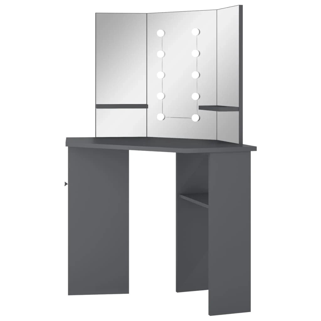Toletta angolare con illuminazione a LED 111 x 54 x 141,5 cm grigio 02_0006237