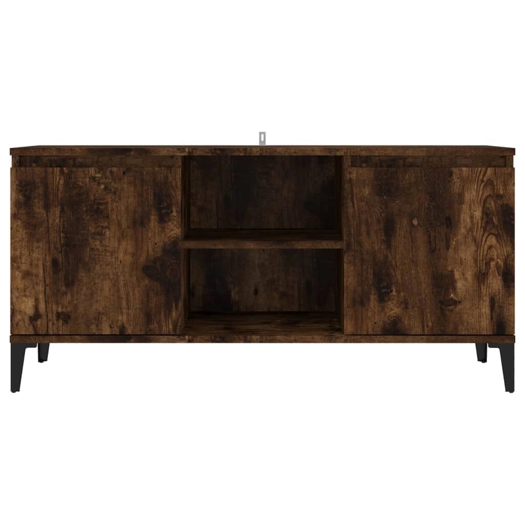 Mobile TV multimediale scaffale per televisione televisore buffet sala da pranzo soggiorno camera da letto con gambe in metallo rovere affumicato 103,5 x 35 x 50 cm marrone 02_0026877