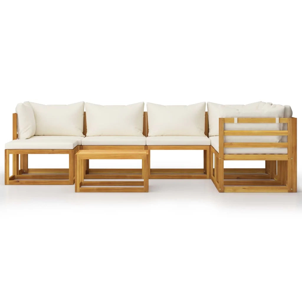 Mobili da giardino mobili da esterno Set di mobili da 8 pezzi con cuscino color crema in legno massello di acacia 02_0017457