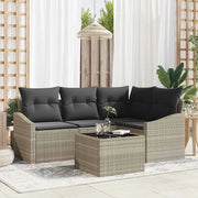 Set di divani con cuscino 5 pcs Grigio chiaro polyrattan 3346712