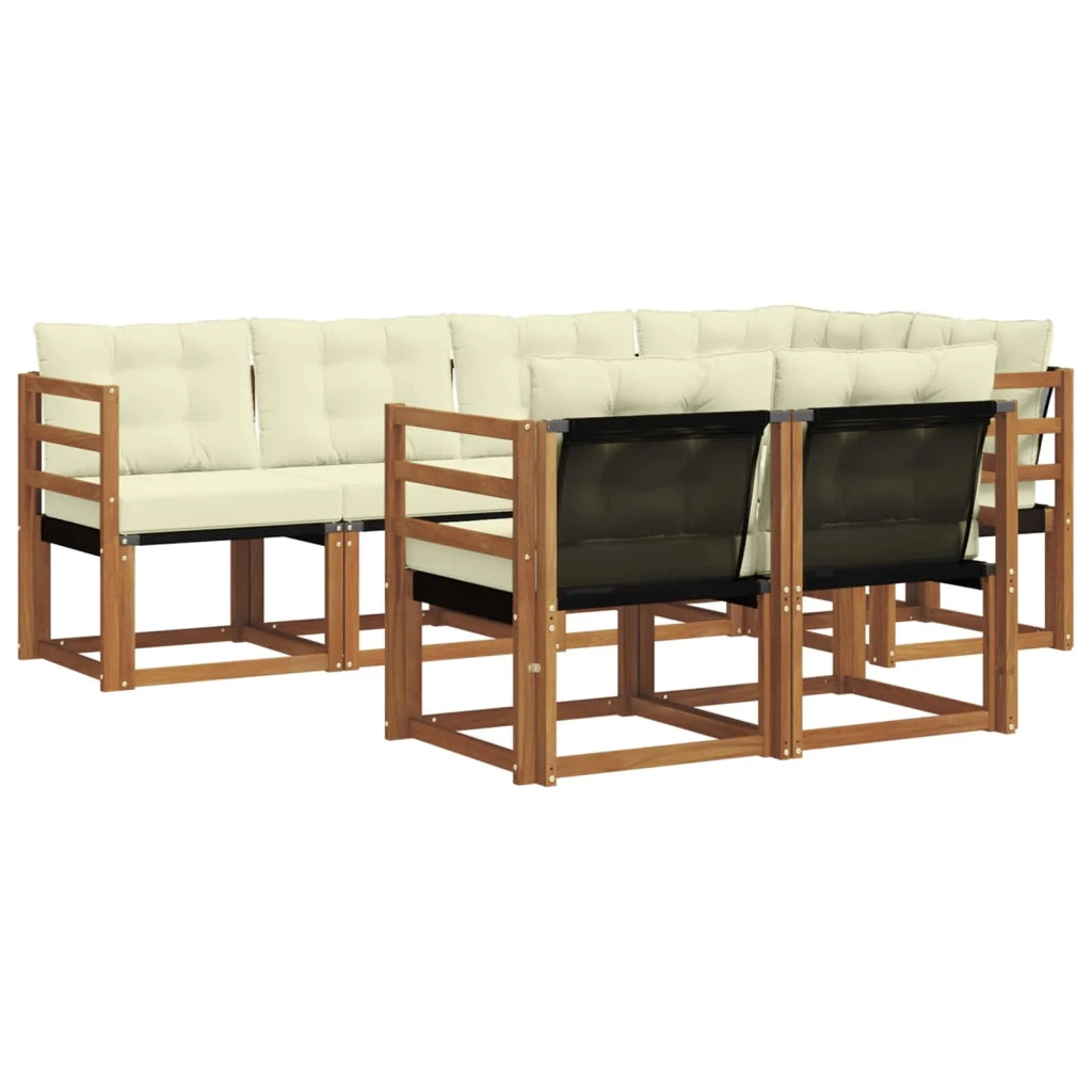 Set di divani da esterno con cuscino 7 pcs Naturale e Crema
