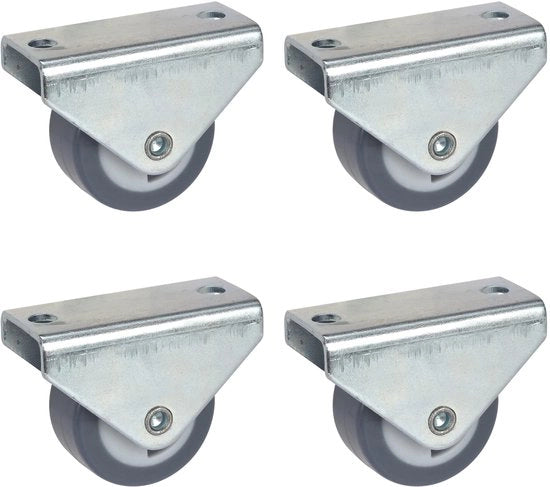 Set di 4 ruote di supporto per mobili 30 mm, fissa, con piastra, TPE non sfregante, capacità di carico 105 kg/set