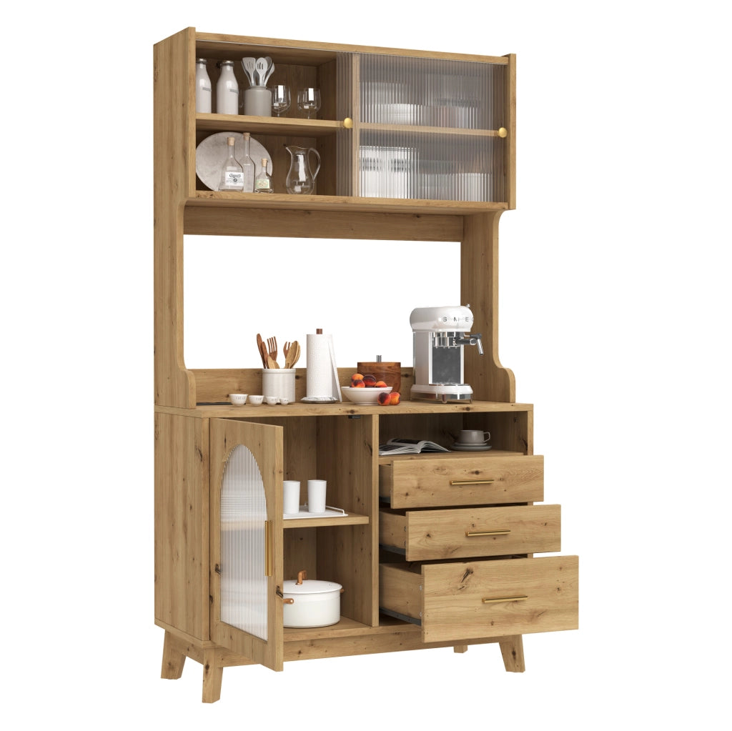 Mobile contenitore alto 100;5 × 40 × 178 cm; pannello truciolare; prese e USB; color legno