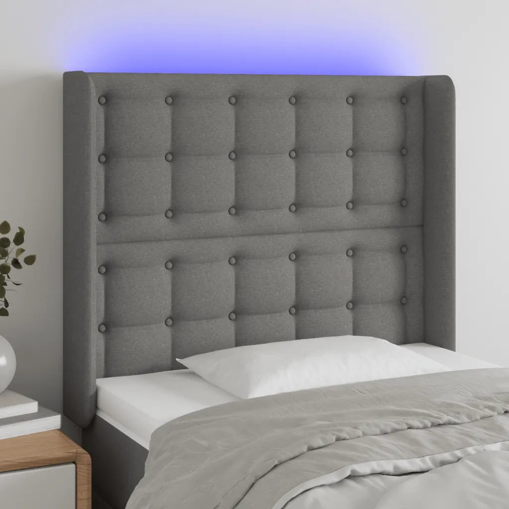 Testiera a LED Grigio Scuro 93x16x118/128 cm in Tessuto 3124465