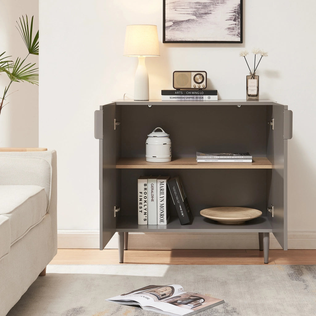 Credenza Bassa Starvili con 2 Ante Madia Moderna 75x76x38 cm Grigio [en.casa]