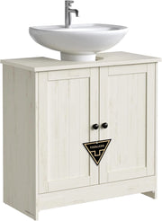 Bathroom Vanity Unit, Toolless Toolless Quick Assembly, Washbasin Cabinet with Adjustable Shelf with or Without Column, Vintage White BBC223WJ01