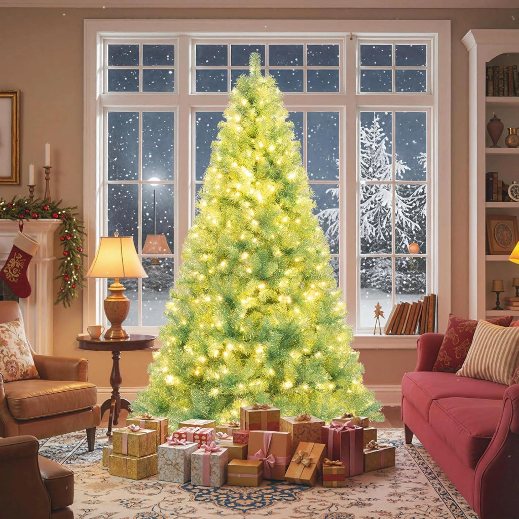 Albero di Natale Artificiale 180/225 cm, Albero di Natale con 250/550 Luci LED e 688/1300 Punte di Rami, Christmas Tree con 8 Modalità di Illuminazione, per Casa, Ufficio (Verde, 225 cm)