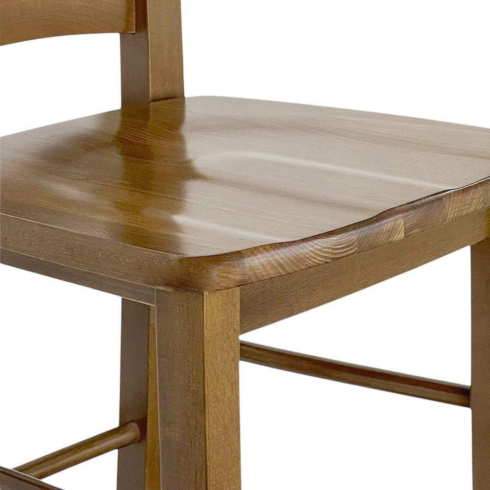 Sgabello snack h 80 cm in legno noce chiaro con manico e seduta in massello