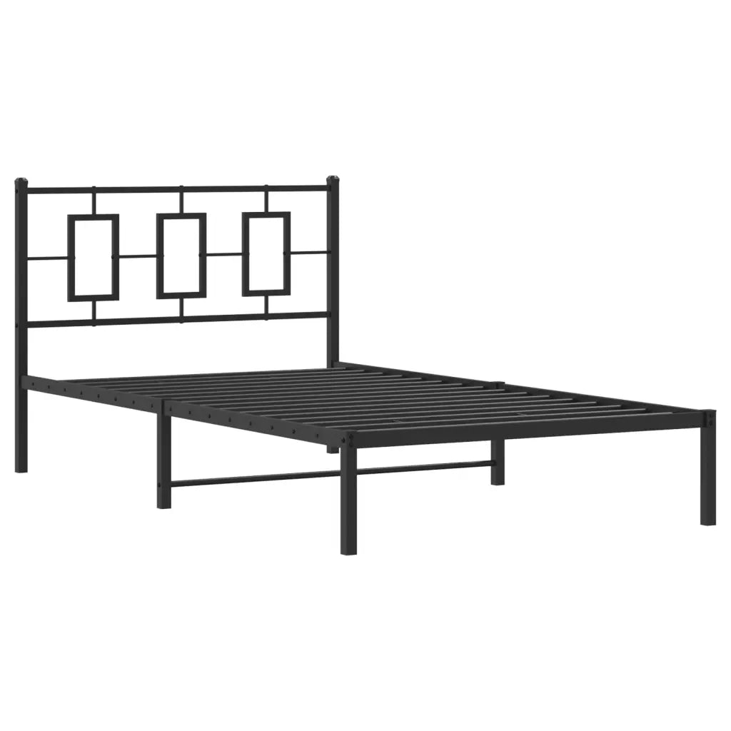 Letto singolo | Letto per adulti | Giroletto con Testiera in Metallo Nero 107x203 cm